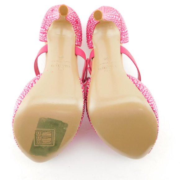 Unworn VALENTINO Pink Crystal Mary Jane Heel Pumps 36 - Picture 7 of 9
